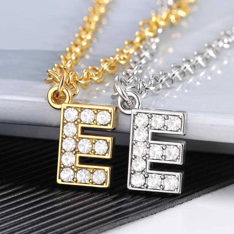 

Pendant Necklaces Simple Iced Out 26 Letter Initial Charm Golden Color Choker For Women Bling Crystal Alphabet Statement Gifts