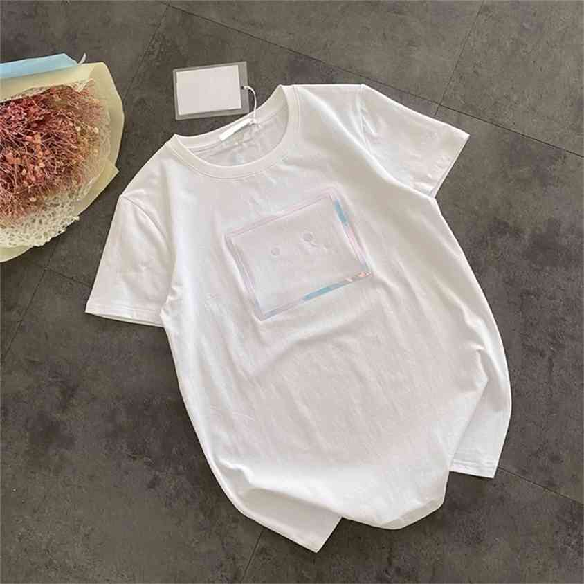 

21 years of spring and summer colorful smile simple bear cotton t-shirt men and women with lovers round neck short sleeve4vy, White