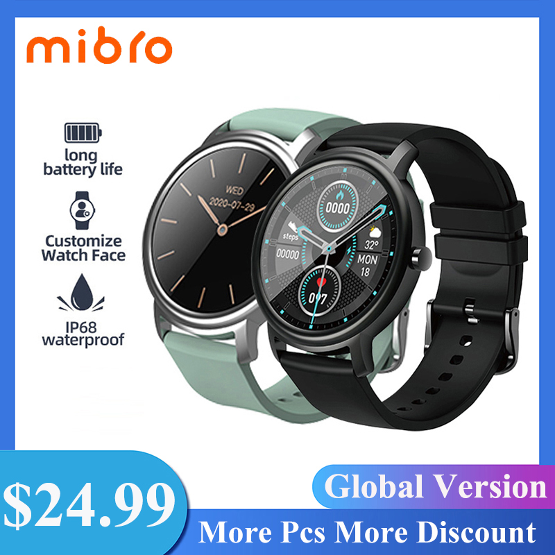 

Mibro Air Smart Sports Watch Bluethooth Sleep Monitor Multi Language IP68 Waterproof Fitness Wearable Device Heart Rate Trackerg, Blue watch