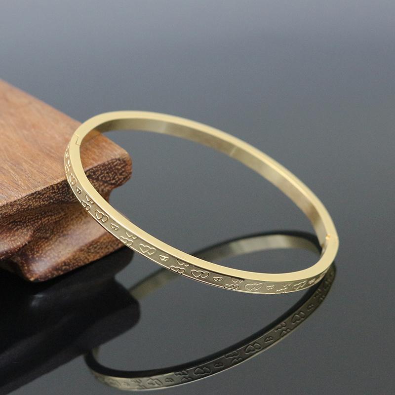 

Bangle Fashion Women 4MM Middle Frosted Stainless Steel Heart Bracelets & For Girls Love Party Jewelry