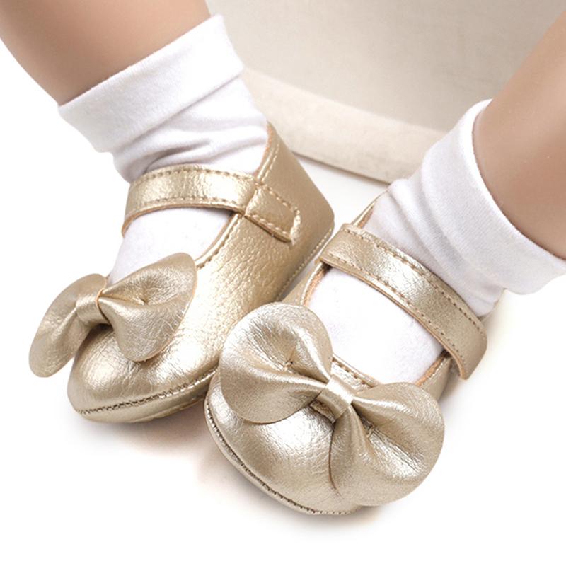 

First Walkers PU Leather Born Baby Shoes Toddler Girl Princess Moccasins Moccs Bowknot Soft Soled Non-slip Footwear Crib