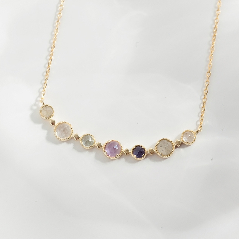 

925 Sterling Silver Gold Plated Color Topaz Amethyst Labradorite Choker Necklace Luxury Japan Gemstone Necklaces Fine Jewelry