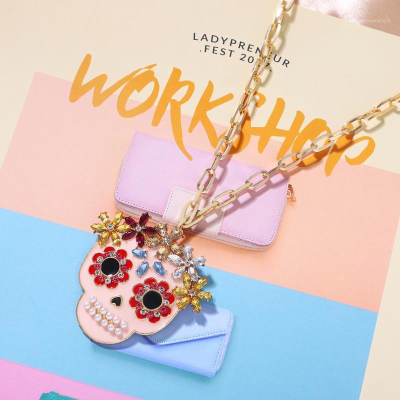 

Chains Charm Women Choker Necklace Rhinestone Skull Pendant Fashion Bling HipHop Rock Punk Jewelry Alloy Hollowen Gifts