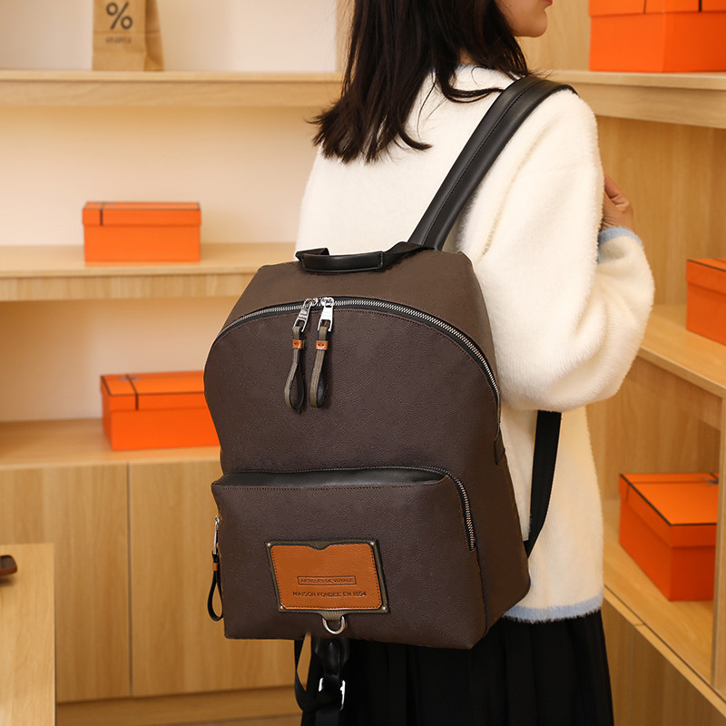 

Brand Mens backpacks Womens Handbag Luxurious Design bags fashion brown Poker flowers PVC classic Crossbody bag 25*30*40cm, Brown flower