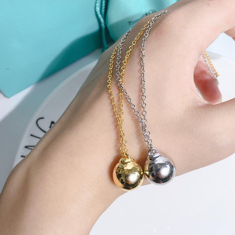 

Chains Korean Fashion Metal Ball Pendant Necklace Versatile Temperament Simple Style Titanium Steel, Silver
