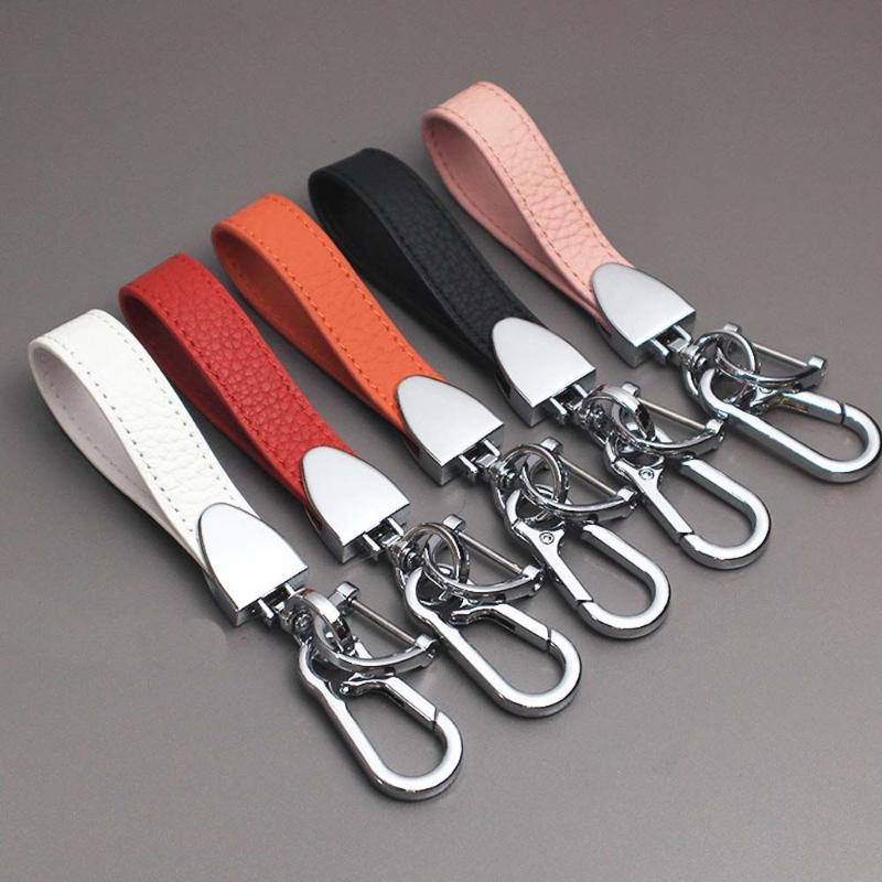 

Keychains 1Pc Triangle Luxury Genuine PU Leather Lanyard Keychain Square Gunmetal Buckle Car Key Ring Holder Men Women Jewelry Gift
