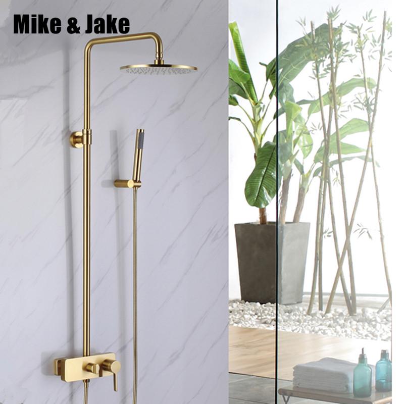 

Bathroom Mixer Gold Brush Brass Bath Shower And Cold Sets