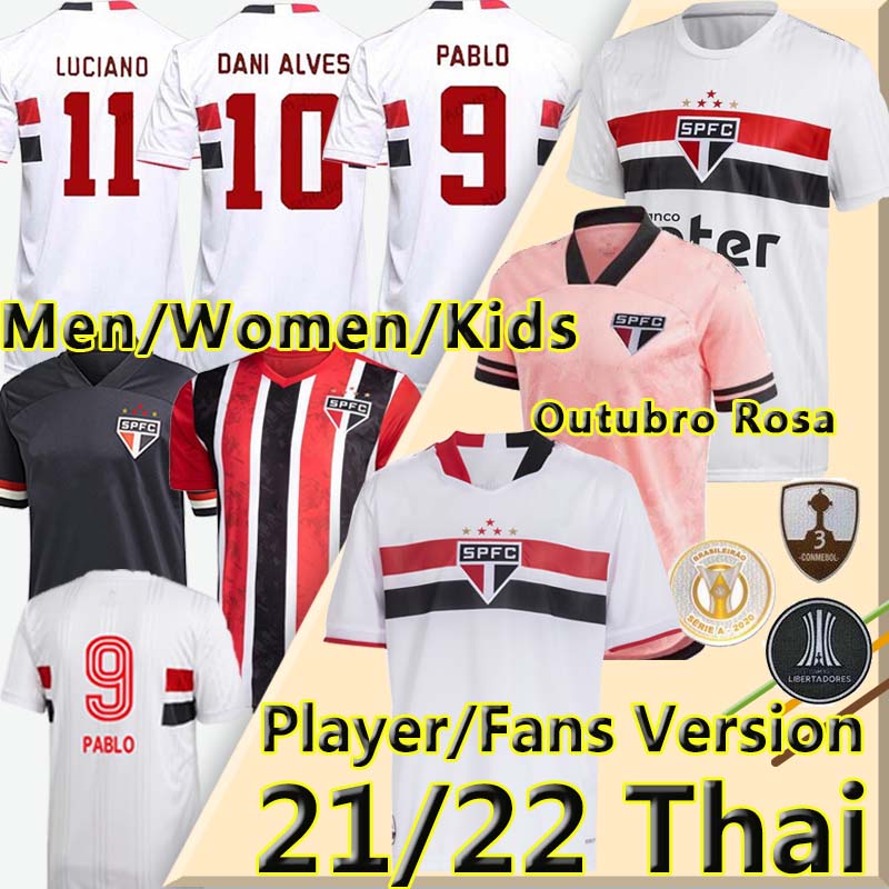 

21 22 São Paulo Camisa de futebol fans player version 2021 2022 soccer jerseys DANI ALVES PABLO PATO Men Wome Kids kits football shirts, Away