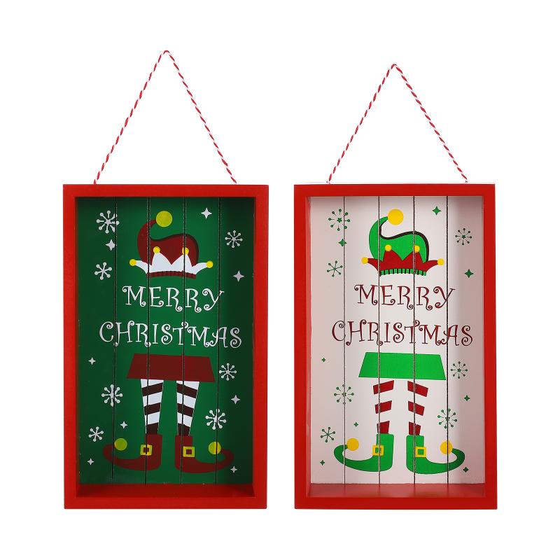 

Christmas Decorations 2Pcs Party Wall Wooden Pendants Decorative Ornaments