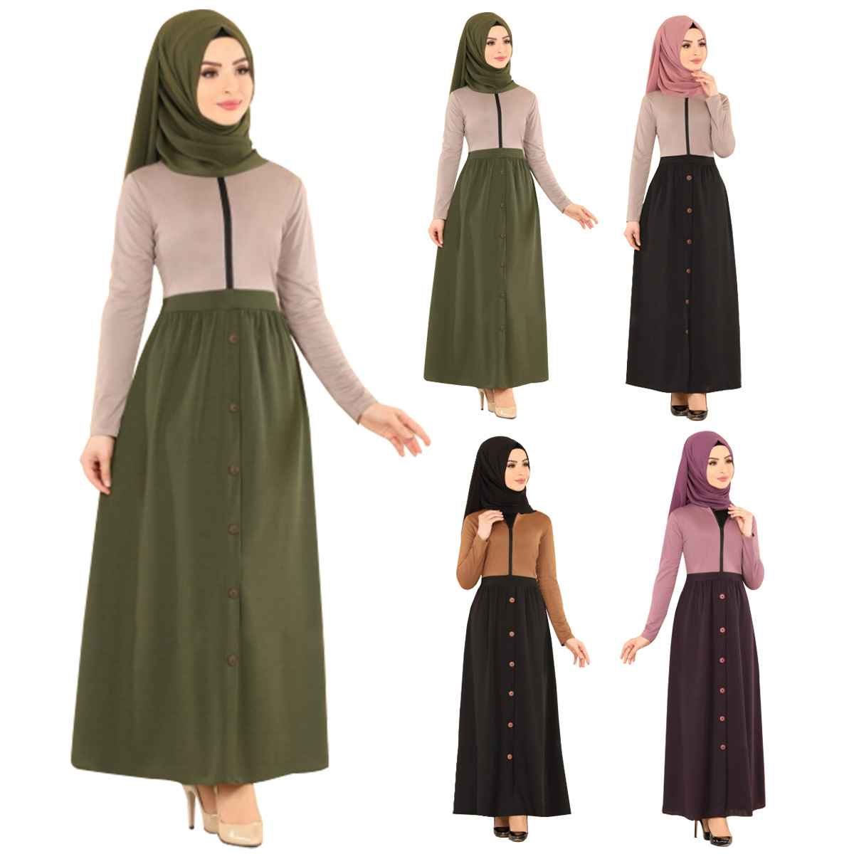 

muslim dresses for women abaya dubai arabic hijab dress caftan marocain turkish kaftan islam clothing robe longue femme vestidos, Red