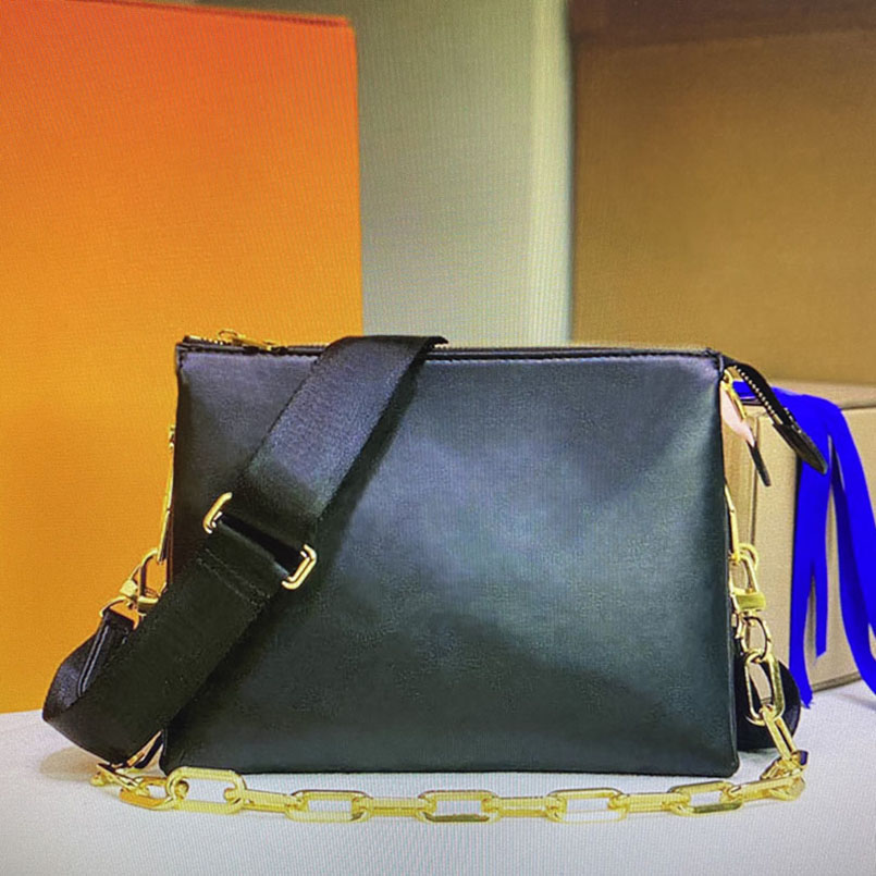

M57783 M57790 COUSSIN fashion women designers shoulder bags luxurys handbag leather chain casual totes female cross body tote M57936, Black flower embossed