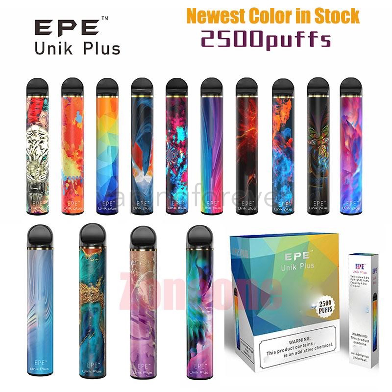 

Original EPE Unik Plus e Cigarette 2500 Puffs Disposable Vape Pen mods 1600mAh Battery 9.5ml Pre-filled Pods Cartridge Stick Vapor Starter Kit