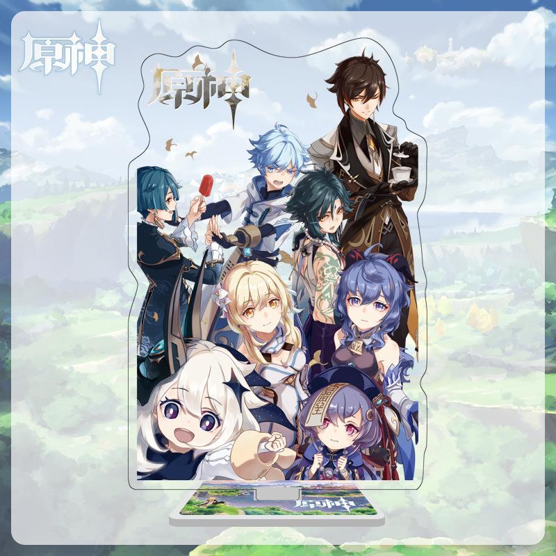 

Keychains Anime Figure Genshin Impact Zhongli Diluc Venti Klee Keqing Qiqi Acrylic Stand Model Plate Desk Decor Standing Sign Fans Gifts, Silver