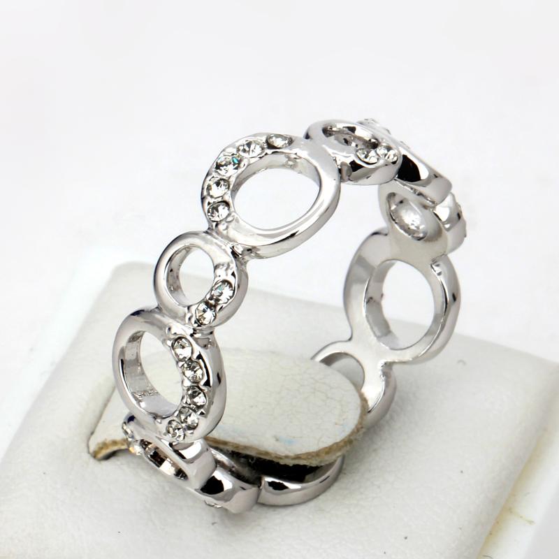 

Cluster Rings Top Quality R202 Concise Crystal Ring Rose Gold Color Austrian Crystals Full Sizes Sale, Golden;silver