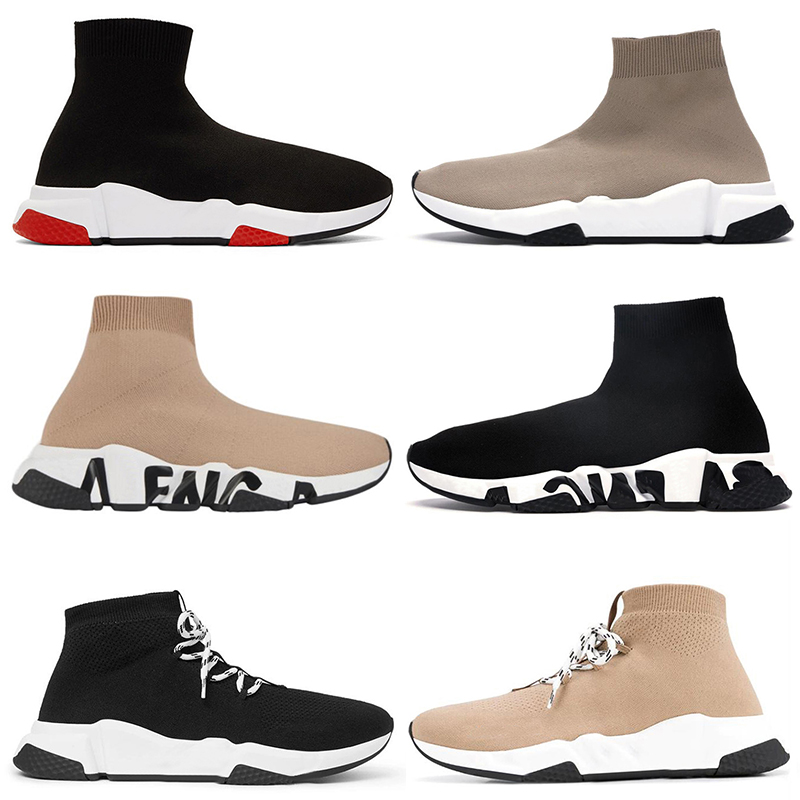 

Graffiti Top Quality Fashion Designer Casual Sock Shoes Women Mens Black White Beige Red Trainers Van Paris Clear sole Sneakers Balenciagas Socks Boots, D11 36-45
