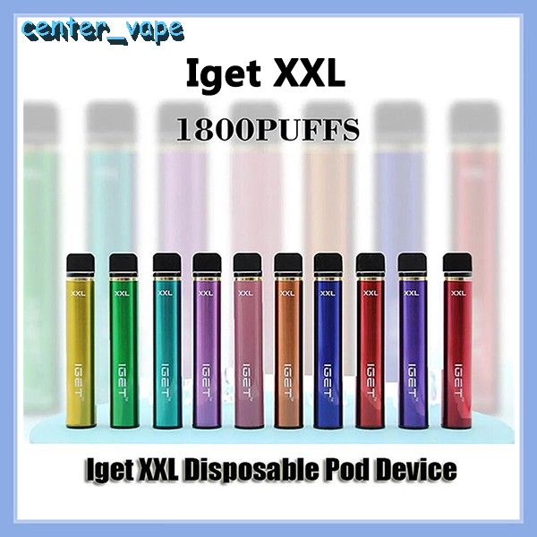 

Authentic Iget XXL Vape Pen Electronic Cigarettes Device 9500mAh Battery 7ml Pods Empty Original Vapors 1800 Puffs Kit wholesale
