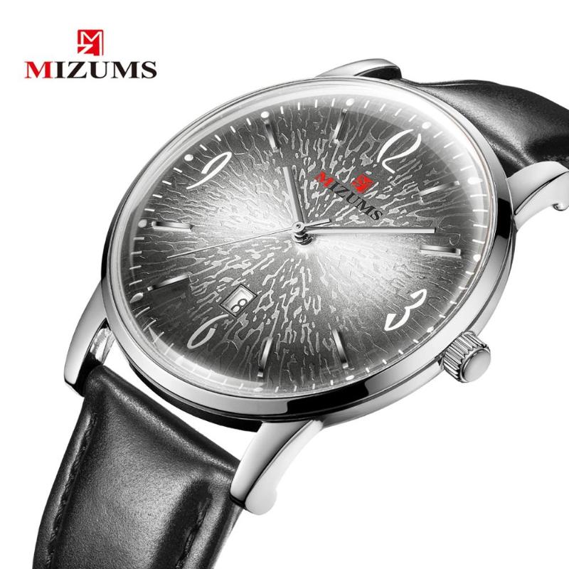 

Wristwatches MIZUMS Slim Case Men Watches Ultra-thin Simple Business Man Quartz Watch Leather Waterproof Clock Relogio Masculin, Slivery;brown