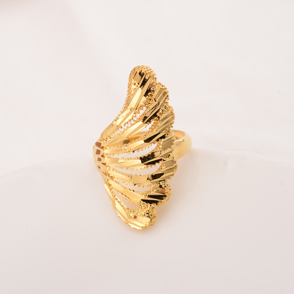 Luxury Wide Ring 9 k Solid Fine THAI BAHT G/F Gold Bling Finger Rings Adjustable Women Thumb Big Round Punk Jewelry-image-699455767