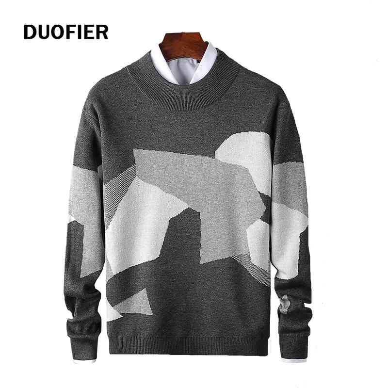 

Men Pullovers Korean Sweater Fashion Knit Clothing Mens Casual Patchwork O-Neck Sweaters Men's Oversized High Quality 210603, Bl971grey