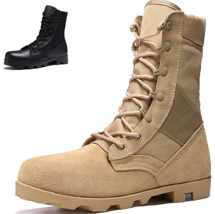 

Men Military Tactical Men's Boots Special Force Leather Waterproof Desert Boot Combat Ankle Army Work Mens Shoes, Brown