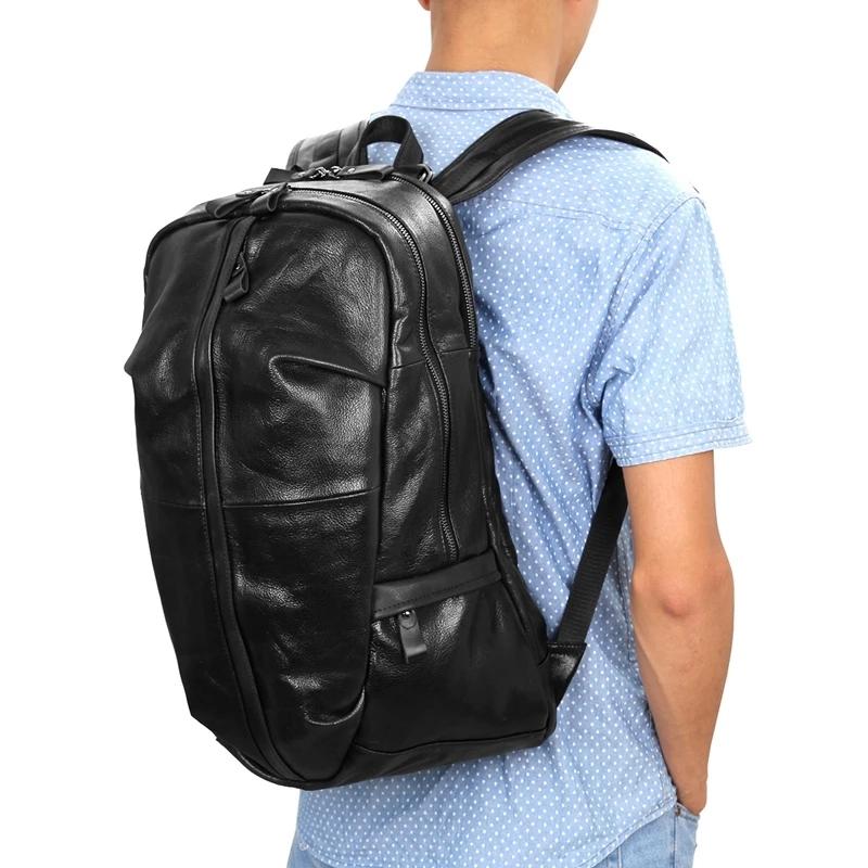 

Backpack Luufan Genuine Leather Men's Shoulders Large Backpacks Black Capacity For Adult 7340A 2021 Design