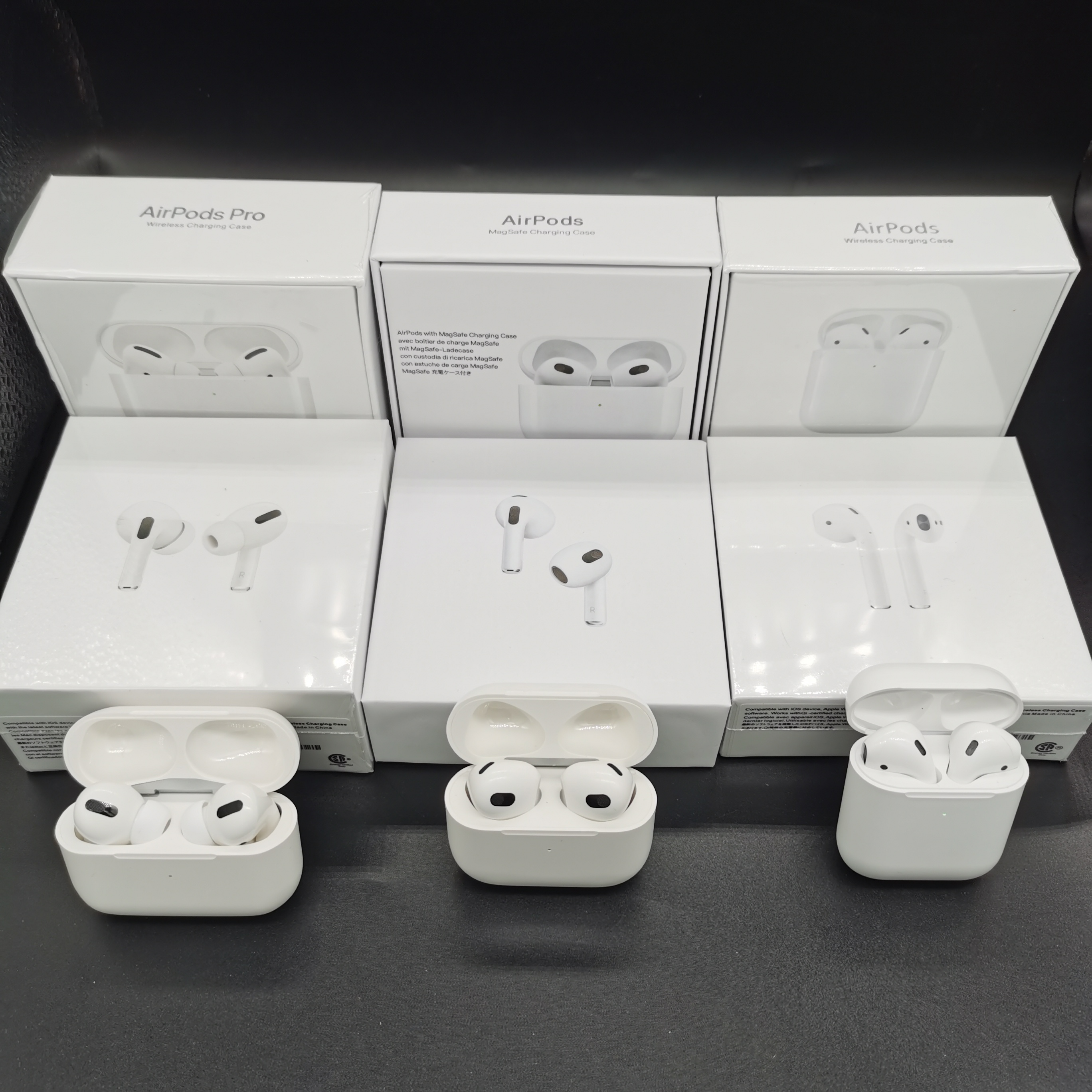 

Original 1:1 Apple AirPods 3 Air Gen 3 Air Pods H1 Chip Cases Earphones Wireless Charging Bluetooth Headphones AP3 Pro AP2 Earbuds 2nd Generation Headsets, White