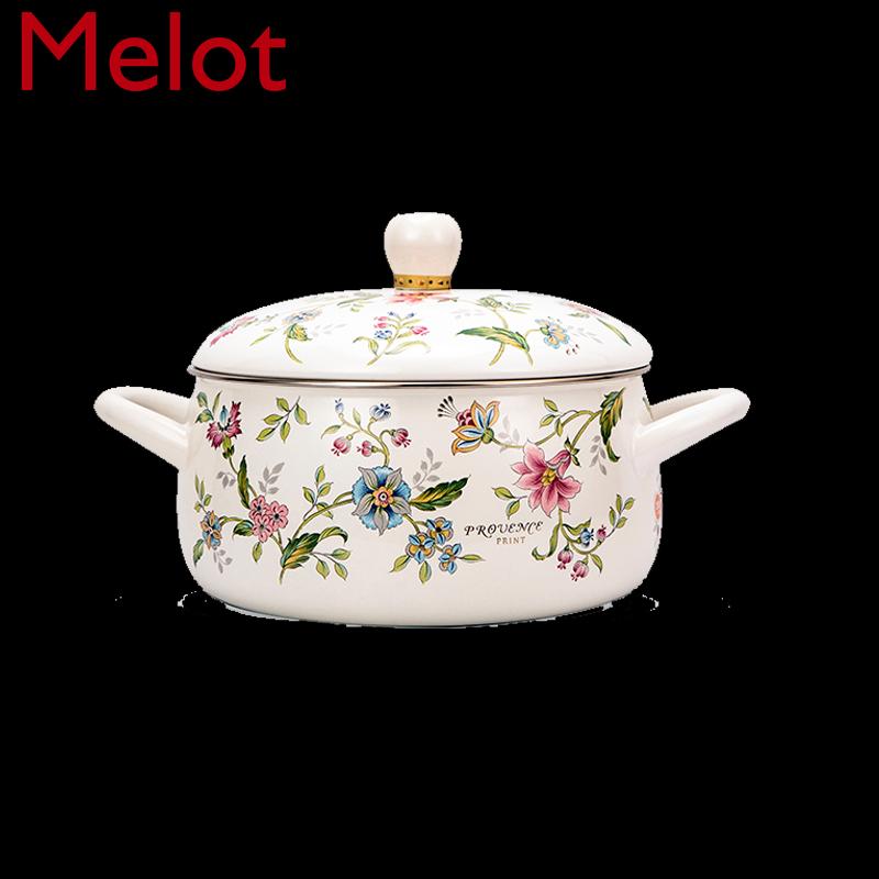 

Enamel Pot Cast Iron Pan Double-Ear Soup Household Saucepan Bowls