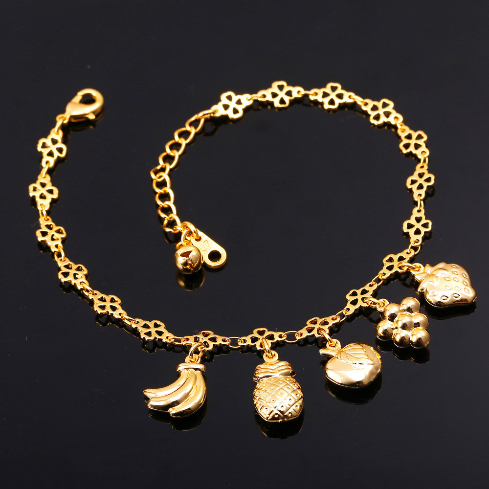 Various Fruits Charms Special Ankle Chains Women Jewelry 18K Real Gold/Platinum Plated Beautiful Bracelets Anklets-image-248369987