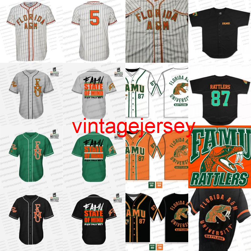 

Mens Florida A&M University FAMU Baseball Jersey Custom Any Name Number Stitched College Apparel Big & Tall, White 2