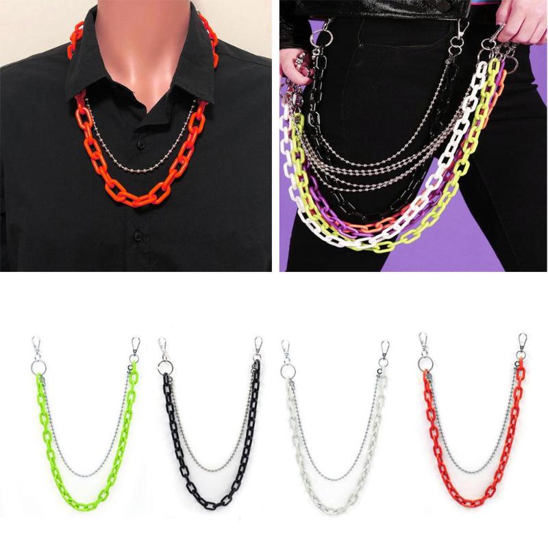 

Keychains Punk Biker Jeans Link Pants Keychain Double Acrylic Chunky Belt Chain Jewelry