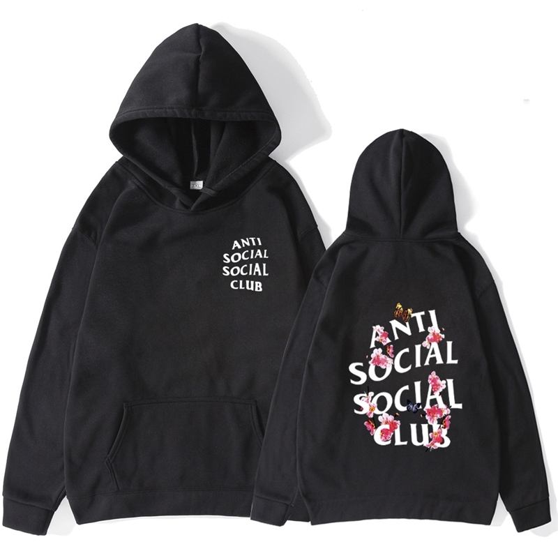 

fashion brand men' antisocial printed over size Hoodie, White