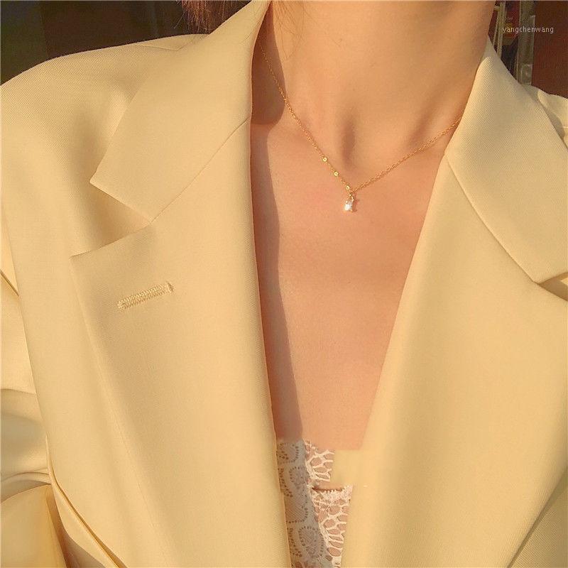 

Chains Flash French Extremely Elegant Small Square Drill S Based Daily With Super Clavicle Necklace Chain Joker