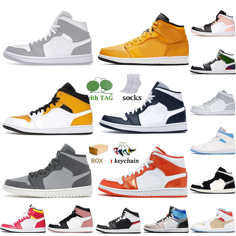 

2021 Newest Airs Jordon 1 1s Basketball Shoes Off With Box Jumpman Mid Grey Onyx Jodan Sneakers High OG Hyper Royal Metallic Orange Sports T