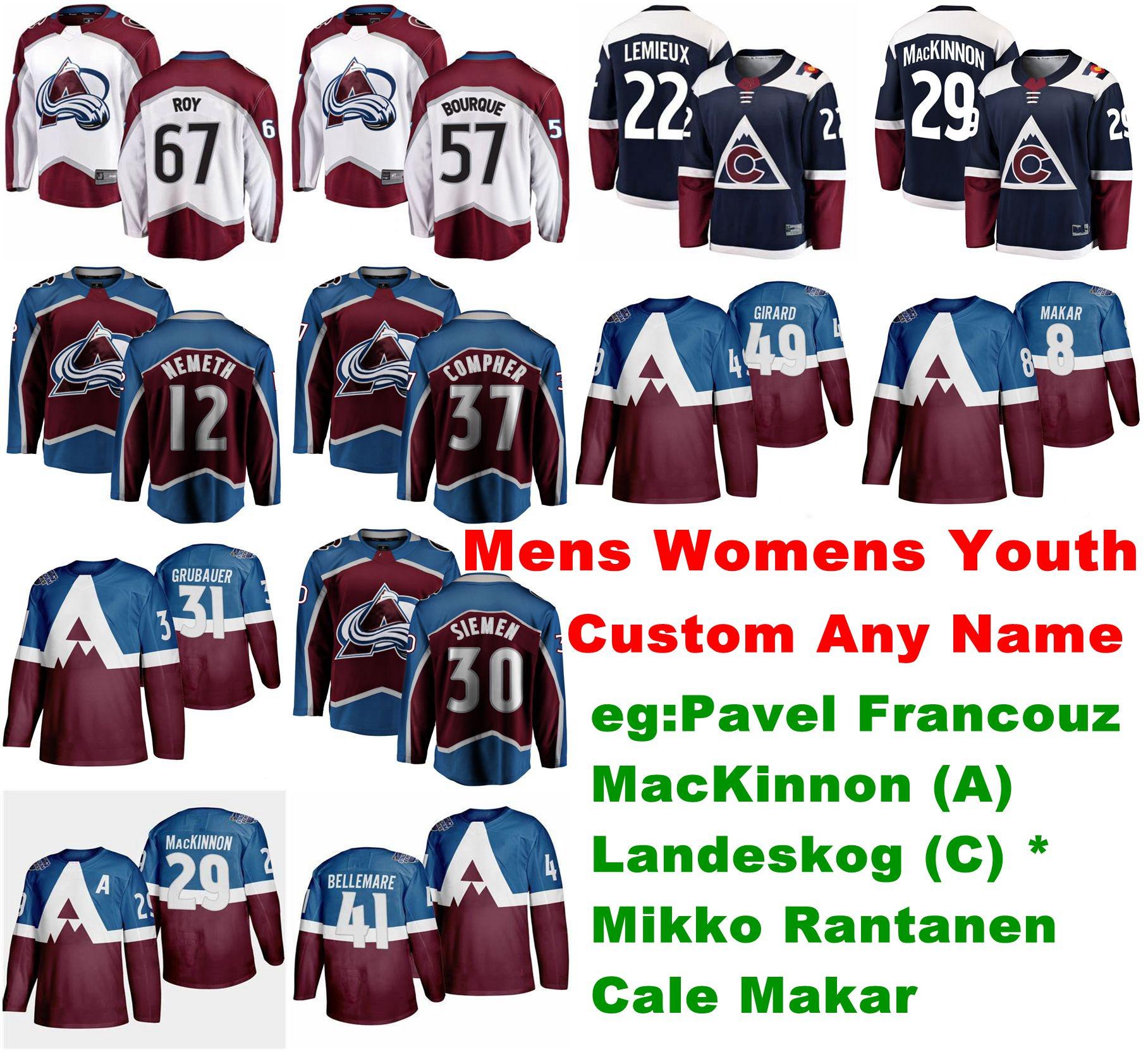

Stadium Series Colorado Avalanche Jerseys Youth Cale Makar Jersey Francouz MacKinnon Landeskog Rantanen Custom Stitched, Black;red