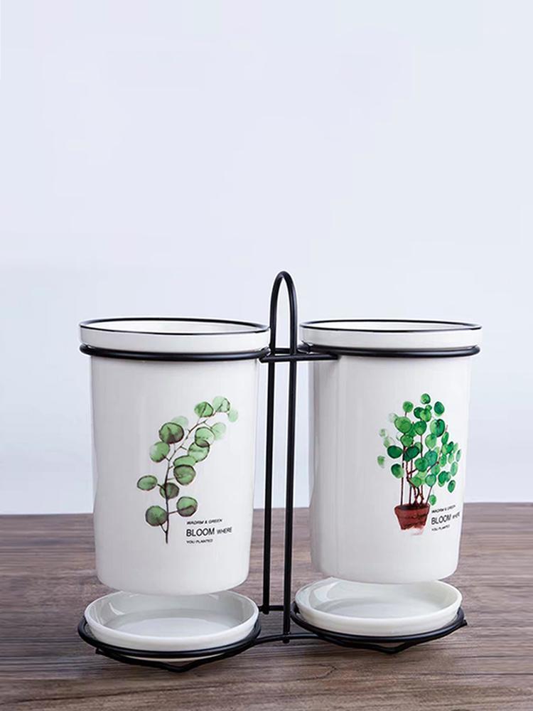 

Storage Bottles & Jars Nordic Ceramic Chopsticks Rack Drain Kitchen Spoon Box Bathroom Toothbrush Holder Household Pen
