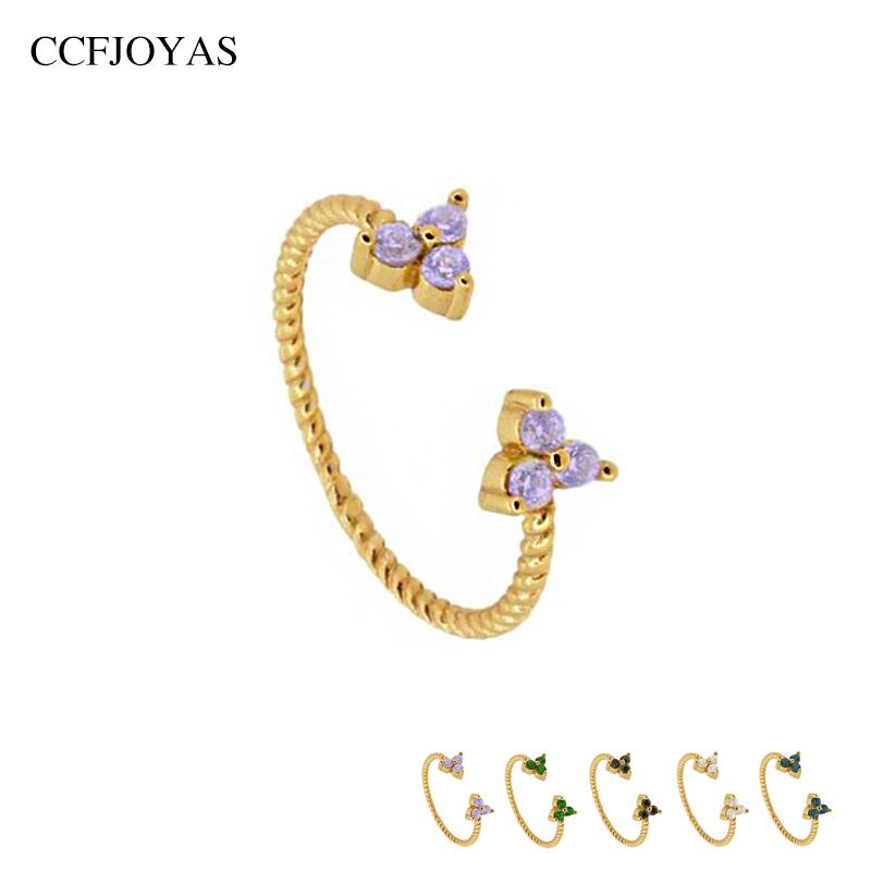 

Cluster Rings CCFJOYAS High Quality 925 Sterling Silver Gold Color Open For Women Simple Colorful Zircon Party/Wedding/Anniversary Ring, Golden;silver