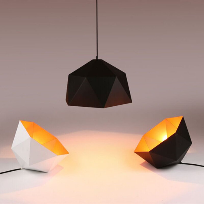 

Retro loft Polygonal rhombus pendant lamps 25cm warm white, ceiling light for study, dining room, club, restaurant, pub, industrial lighting F-PL2518