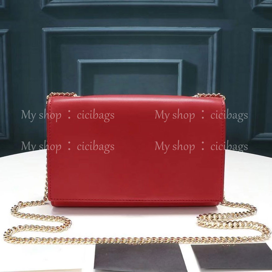 

designer luxurys fashion shoulder bags womens high quality genuine real leather silver gold chain lady graceful clutch handbags purses messenger crossbody bag, Red