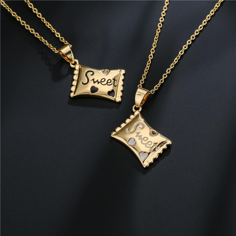 

Pendant Necklaces Sweet Love Candy Shape Necklace For Women Girl Fashion CZ Gold Color Copper Female Party Jewelry Birthday Gift