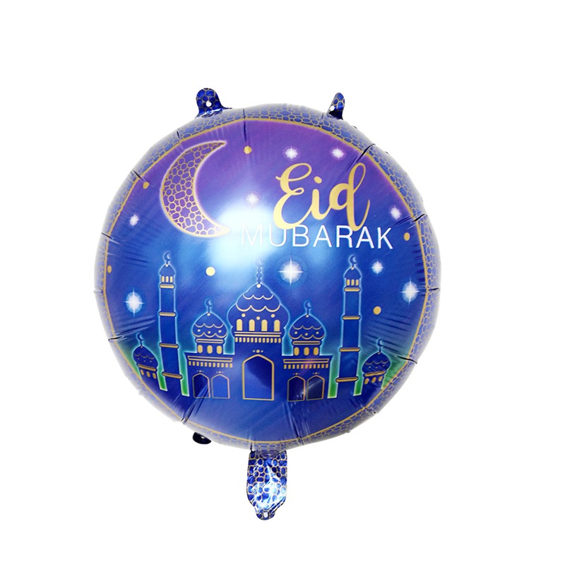 

18inch Round Eid Mubarak Foil Balloons Hajj Mubarak Decorations Star Moon Helium balloon Ramadan Kareem Eid Al-Fitr Supplies 528 V2
