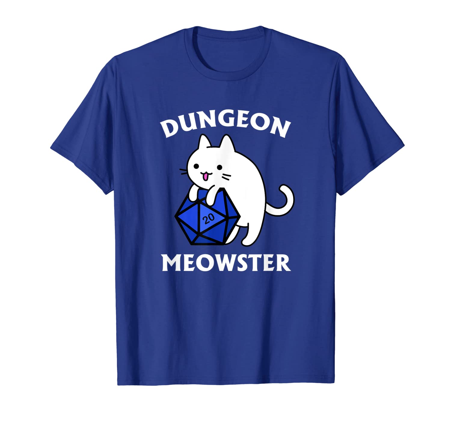 

dungeon meowster funny nerdy gamer cat d20 gift t-shirt, White;black