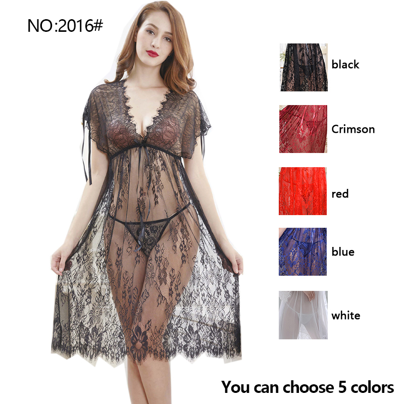 

NO: 201.6# Ms. Sexy Set Transparent Lace Mesh Pajamas Four Seasons Sling Lingerie Wholesale and Retail Thongs + Bras Panties Ex-factory Price, Red