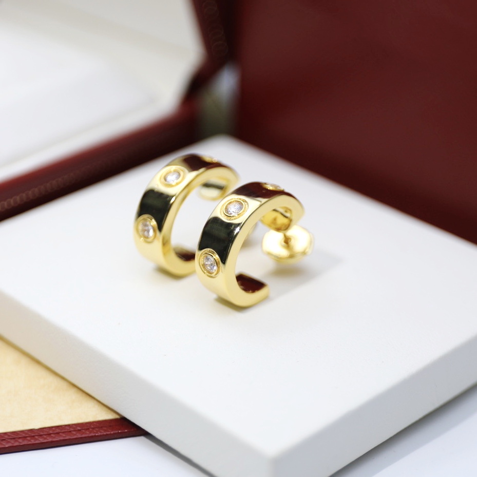 

manufacturers jewelry customization luxury fashion Huggie 2021 new official reproductions brand designer 18K brass gold plated 925 silver needle Hoop for women