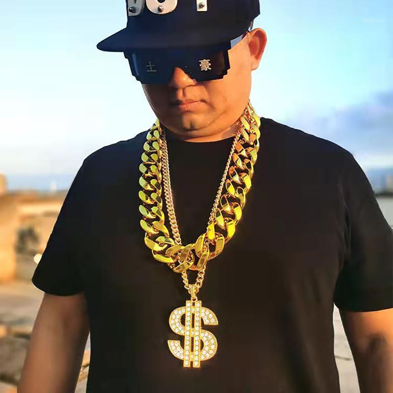 

Chains Fashion Cool Man Hip Hop Necklace Halloween Exaggerated Plastic Fake Thick Chain Large Gold Performance Props Costume Acce