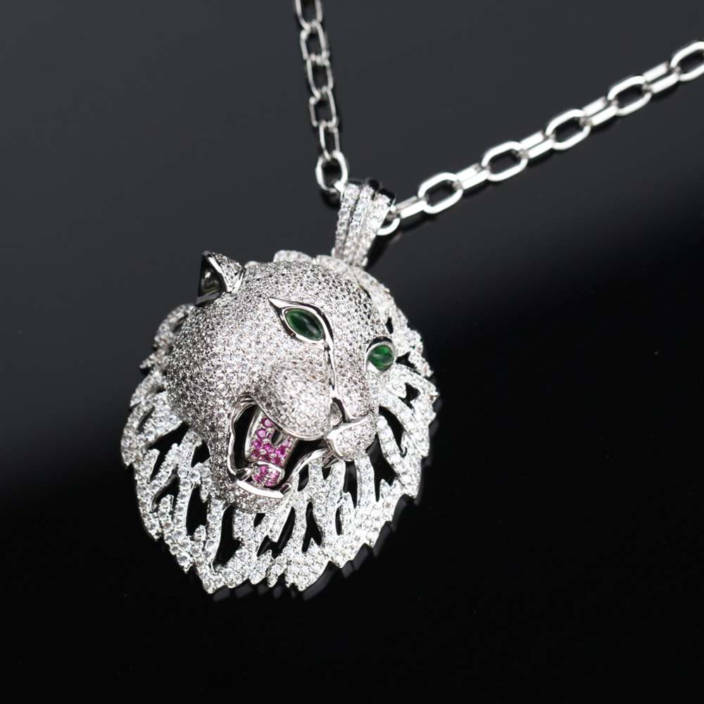 Designer necklace wild lion men jade decoration onyx inlaid nose diamond paved color pattern couple jewelry ladies with original box Charm Bracelets