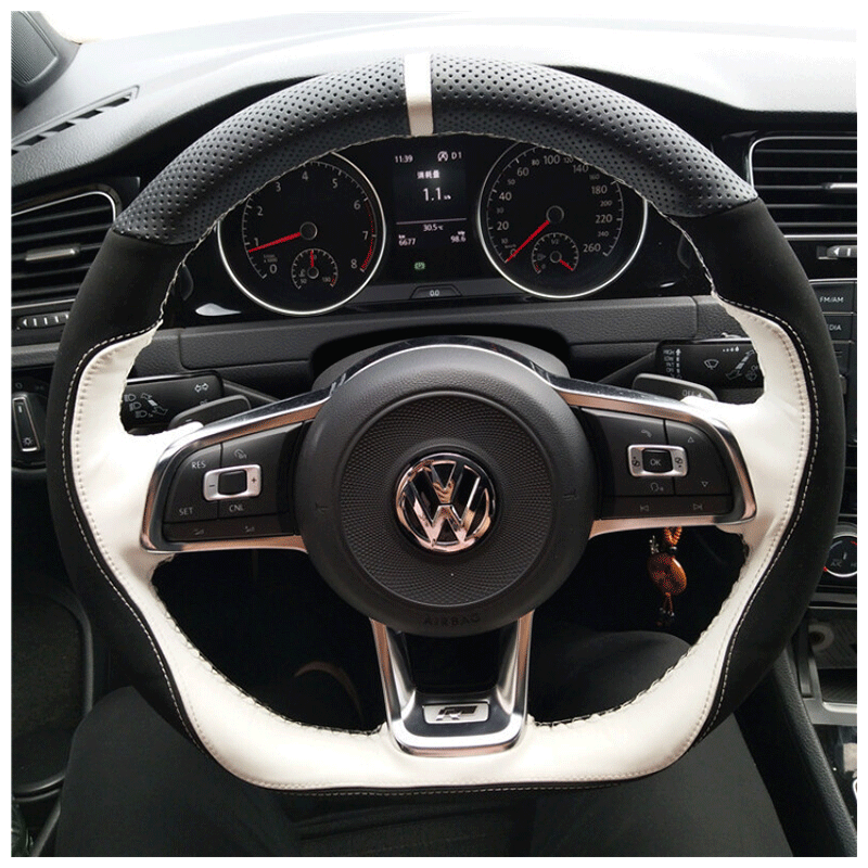 

DIY Custom car hand-sewn steering wheel cover for VOLKSWAGEN Jetta Sagitar Magotan polo Lamando Sciricco golf7 Breathable
