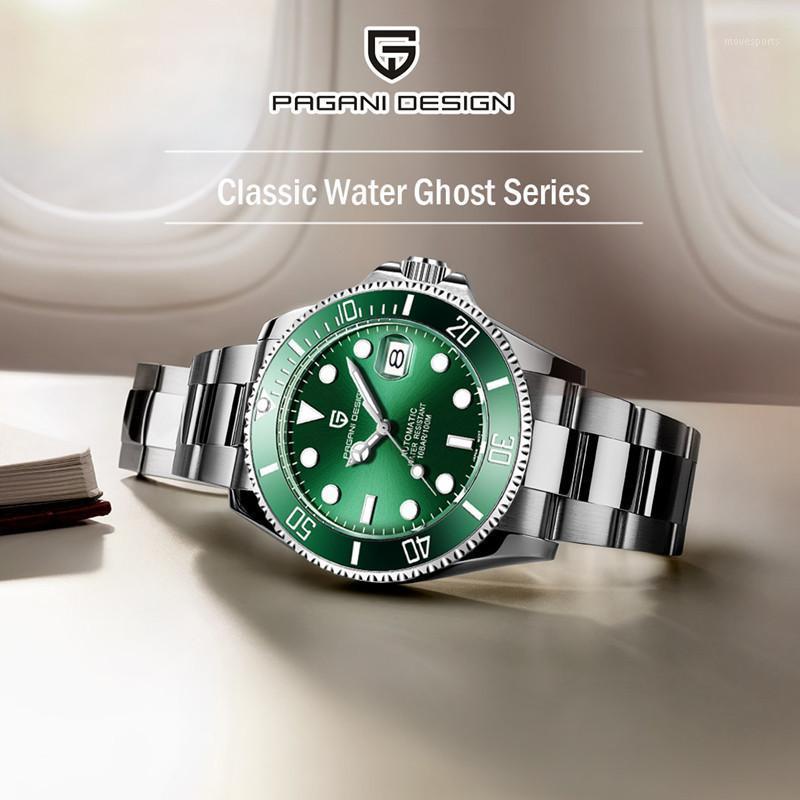 

Design 2021 Mens Watches Automatic Watch Men Stainless Steel Waterproof Business Sport Mechanical Wristwatch Wristwatches, Green
