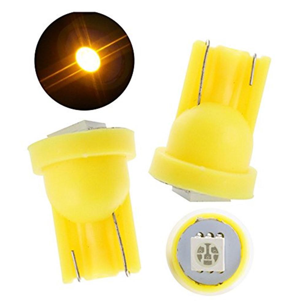 

50Pcs Auto Yellow T10 5050 1SMD LED Bulbs For Car Clearance Lamps Instrument Lights Dome Trunk License Plate Light 12V