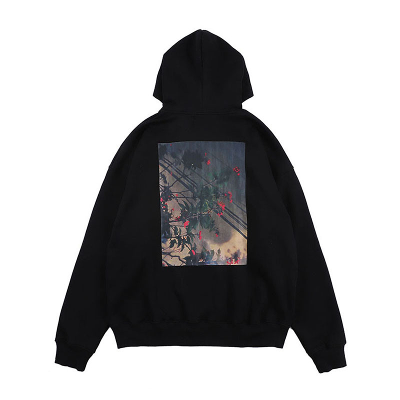 

Mens Womens Fashion Designer Hoodies Floral Printing Letter Printing Sweatshirts Hip Hop Male Female Pullover Tops, Black