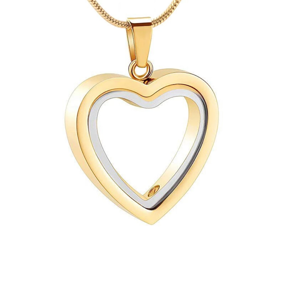 

Stainless steel heart-shaped transparent mirror cremation urn pendant to commemorate the ashes of deceased relatives jar / WeiKui jewelry wholesale